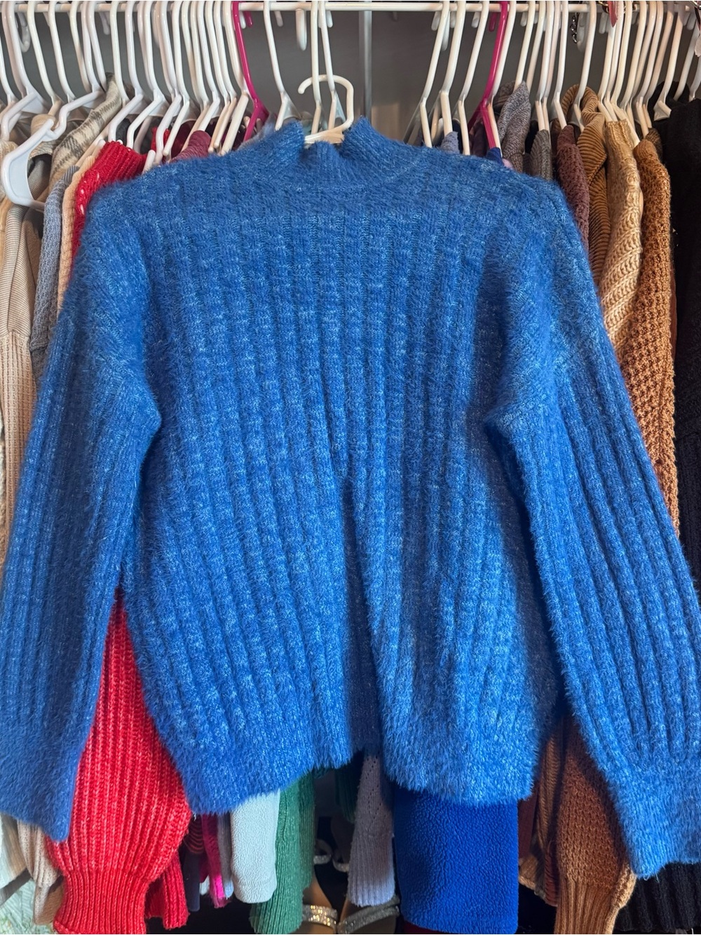 Jessica Simpson Blue Ribbed Turtleneck Sweater Small